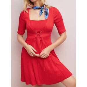 Anthropologie Maeve Juliet Corseted Dress in Red